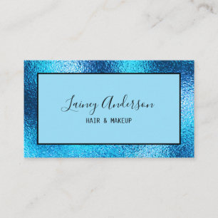 Luxury simple Trendy faux blue metallic foil Business Card