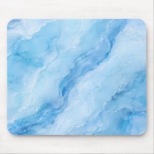 Luxury Sky Blue Marble Abstract Mouse Pad