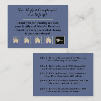 Luxury Slate Blue with Gold Key Real Estate Loyalty Card