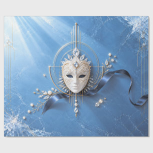 Luxury Slate Masquerade Christmas Wrapping Paper