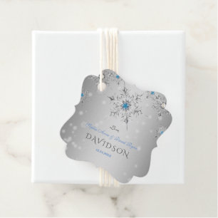 Luxury Snowflakes Crystals Silver Pearls Wedding Favour Tags