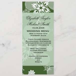 Luxury Snowflakes Winter Green Menu