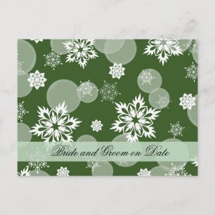 Luxury Snowflakes Winter Green Save date card