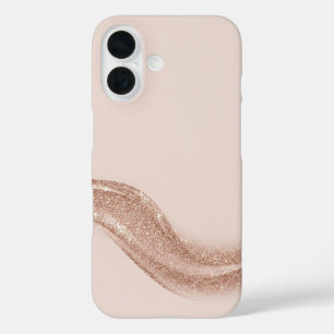 Luxury Soft Blush Matte & Rose Gold Glitter Wave  iPhone 16 Case