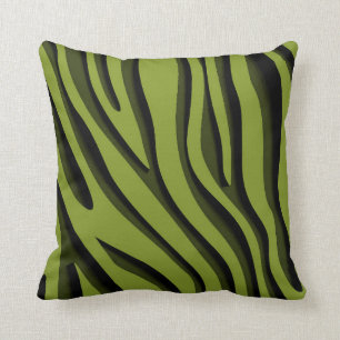 Luxury Soft Green 3D Zebra Wave Throw Pillow