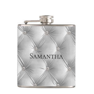 Luxury Soft Grey Faux Velvet Bridesmaid Hip Flask
