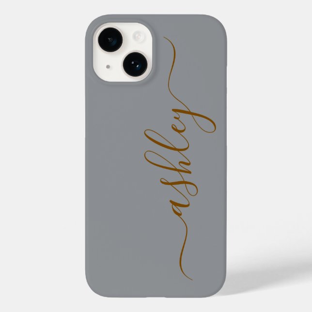 Luxury Soft Grey  Phone Case with Custom Name. (Back)