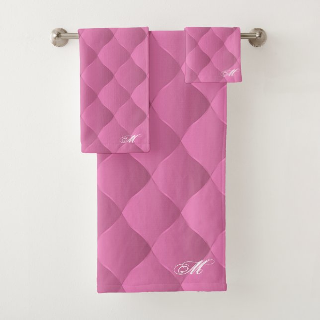 Luxury Soft Pink Monogrammed Customize Bath Towel Set (Insitu)