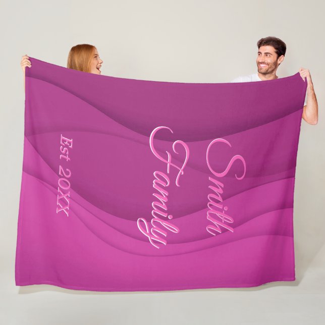 Luxury Soft Pink Wave Customize Fleece Blanket (In Situ)