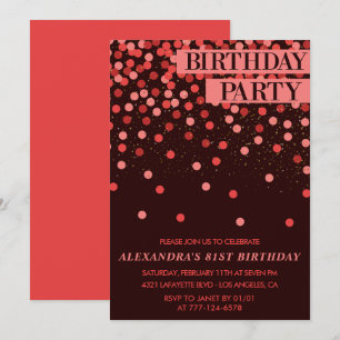 Luxury Sparkle Glitter Confetti 81st birthday Invitation