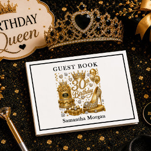 Luxury Sparkle Gold And Black 30th Birthday Guest Book