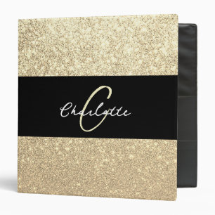 Luxury Sparkle Gold Glitter Name Binder