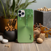 Luxury Sparkle Green Dripping Glitter Personalized