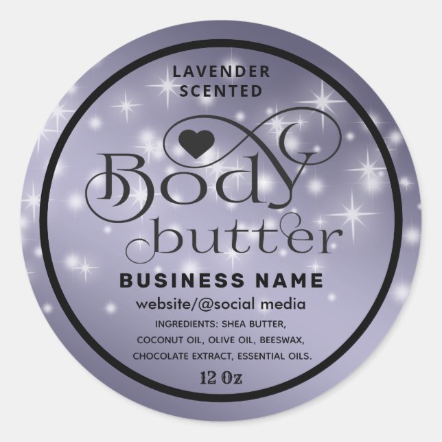 Luxury sparkle script  body butter label (Front)