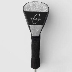 Luxury Sparkle Silver Glitter Name Golf Head Cover