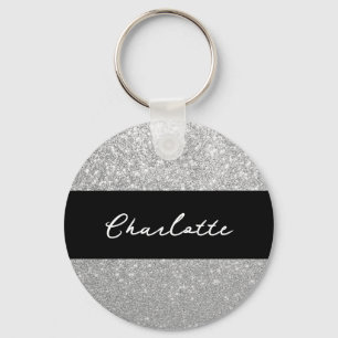 Luxury Sparkle Silver Glitter Name Keychain