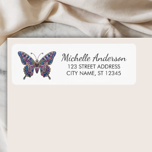 Luxury Sparkling Glitter Butterfly Return Address 