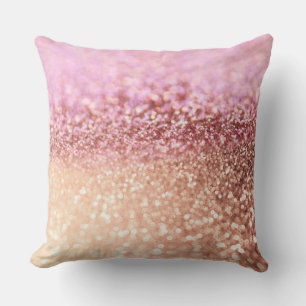 Luxury Sparkling Pink Ombre Glitter Gradient Throw Pillow