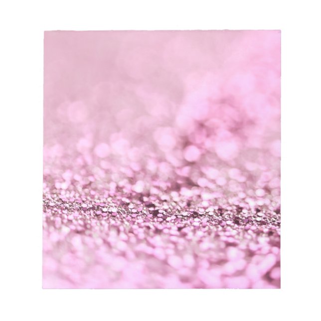Luxury Sparkling Pink Rose Gold Glitter Notepad (Front)