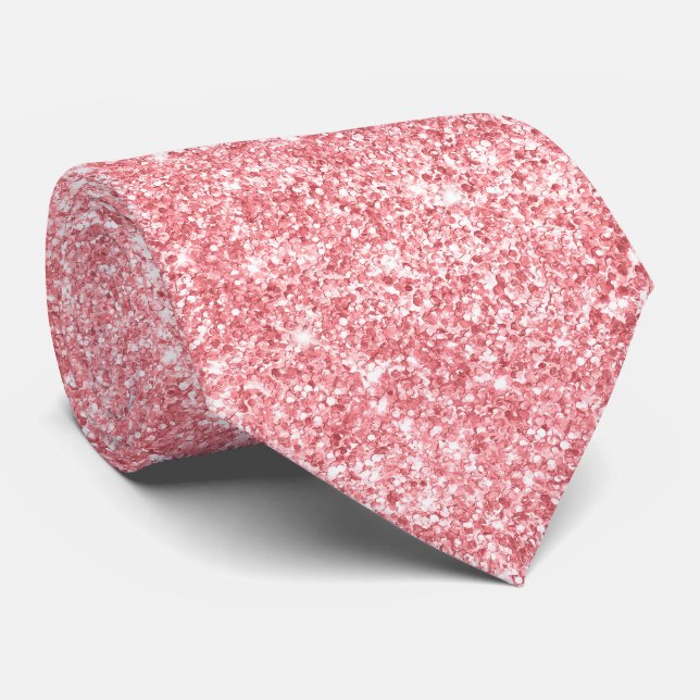 Luxury Sparkly Light Coral Glitter Tie (Rolled)
