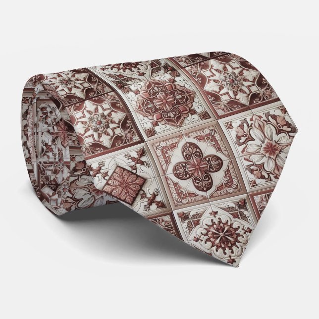 Luxury Statement Burgundy Moroccan Neck Tie (Rolled)