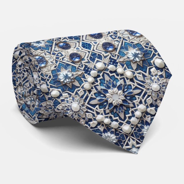 Luxury Statement Moroccan Diamond Neck Tie (Rolled)