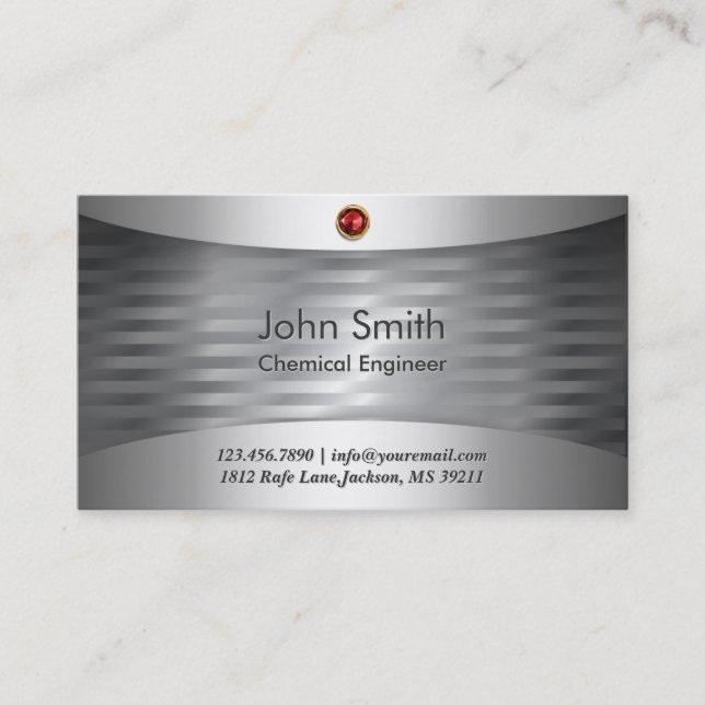 Luxury Steel Chemical Engineer Business Card (Front)