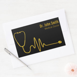 Luxury Stethoscope ECG Wave EKG Line Medical Gold Sticker