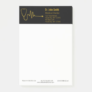 Luxury Stethoscope Gold ECG Wave EKG Line Medical Post-it Notes