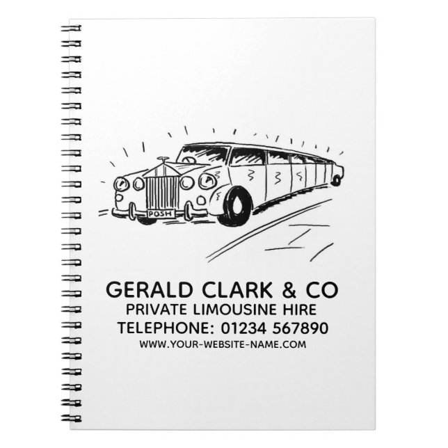 Luxury Stretch Limousine Hire Notebook (Front)