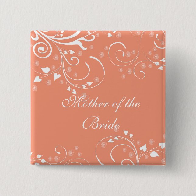 Luxury Style Coral Flowers Swirls Button (Front)