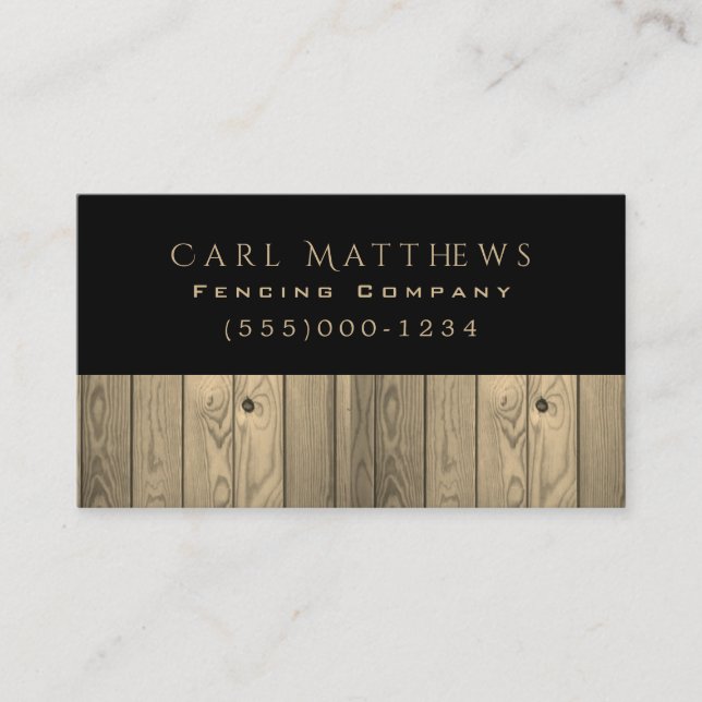 Luxury Style Wood Fence Design Fencing Company Business Card (Front)
