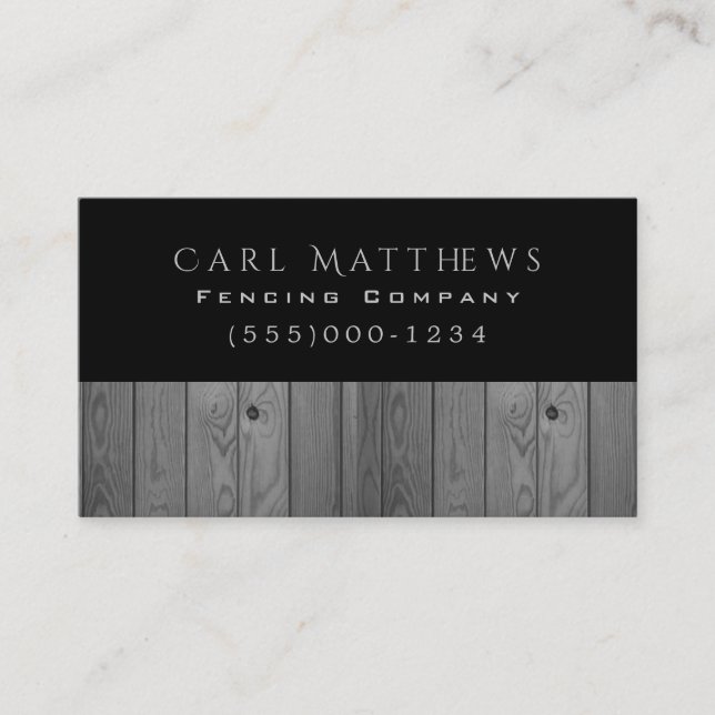Luxury Style Wood Fence Design Fencing Company Business Card (Front)