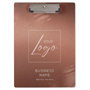 Luxury Stylish Bronze Business Name Logo Clipboard