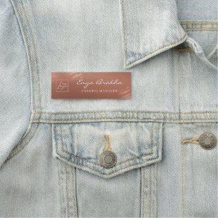 Luxury Stylish Script Bronze Business Logo Name Tag