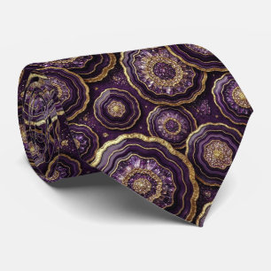 Luxury Suit Tie Deep Plum + Gold Geode Neck Tie