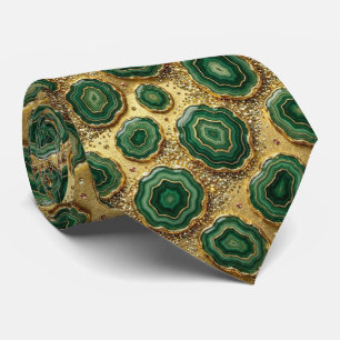 Luxury Suit Tie   Forest Green Gold Geode Neck Tie