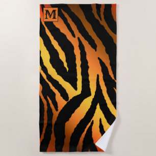 Luxury Summer Time Monogrammed Tiger Gold Beach Towel