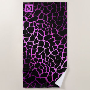 Luxury Summer Time Monogrammed Tiger Pink Beach Towel