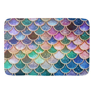 Luxury summerly multicolor Glitter Mermaid Scales Bath Mat