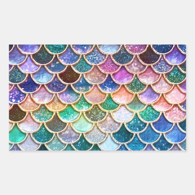 Luxury summerly multicolor Glitter Mermaid Scales Sticker (Front)