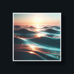 Luxury Sunset Ocean Waves - Abstract Sea Ripples w Canvas Print<br><div class="desc">A captivating abstract seascape featuring stylized ocean waves under a warm setting sun. The deep teal waters are infused with glowing golden ripples and scattered light particles that look like fallen stars, creating a magical and luxurious atmosphere. Perfect for coastal-themed luxury homes, modern spa interiors, or anyone seeking a peaceful...</div>