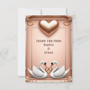 💍 Luxury Swan Rose Gold Wedding  💍 Thank You Card