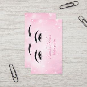  Luxury Sweet Pink Sparkly Makeup Business Card