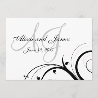 Luxury Swirl Double Monogram Wedding Invitation