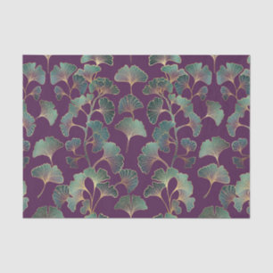 Luxury Tael Ginkgo Leaves on Deep Purple (1) Tissue Paper