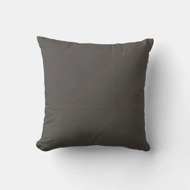 Luxury Tailored Seam Geometry in Warm Charcoal Throw Pillow (Front)