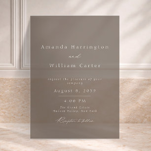 Luxury Taupe Acrylic Wedding Invitation
