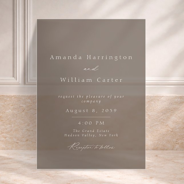 Luxury Taupe Acrylic Wedding Invitation (Créateur téléchargé)