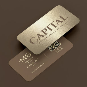 Luxury Tax Consultant Capital Brown Faux Gold Business Card